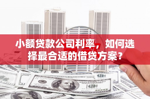 高陵小额贷款公司利率，如何选择最合适的借贷方案？